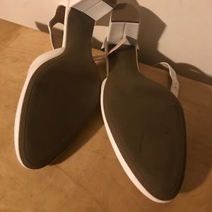 White ankle strap shoes
